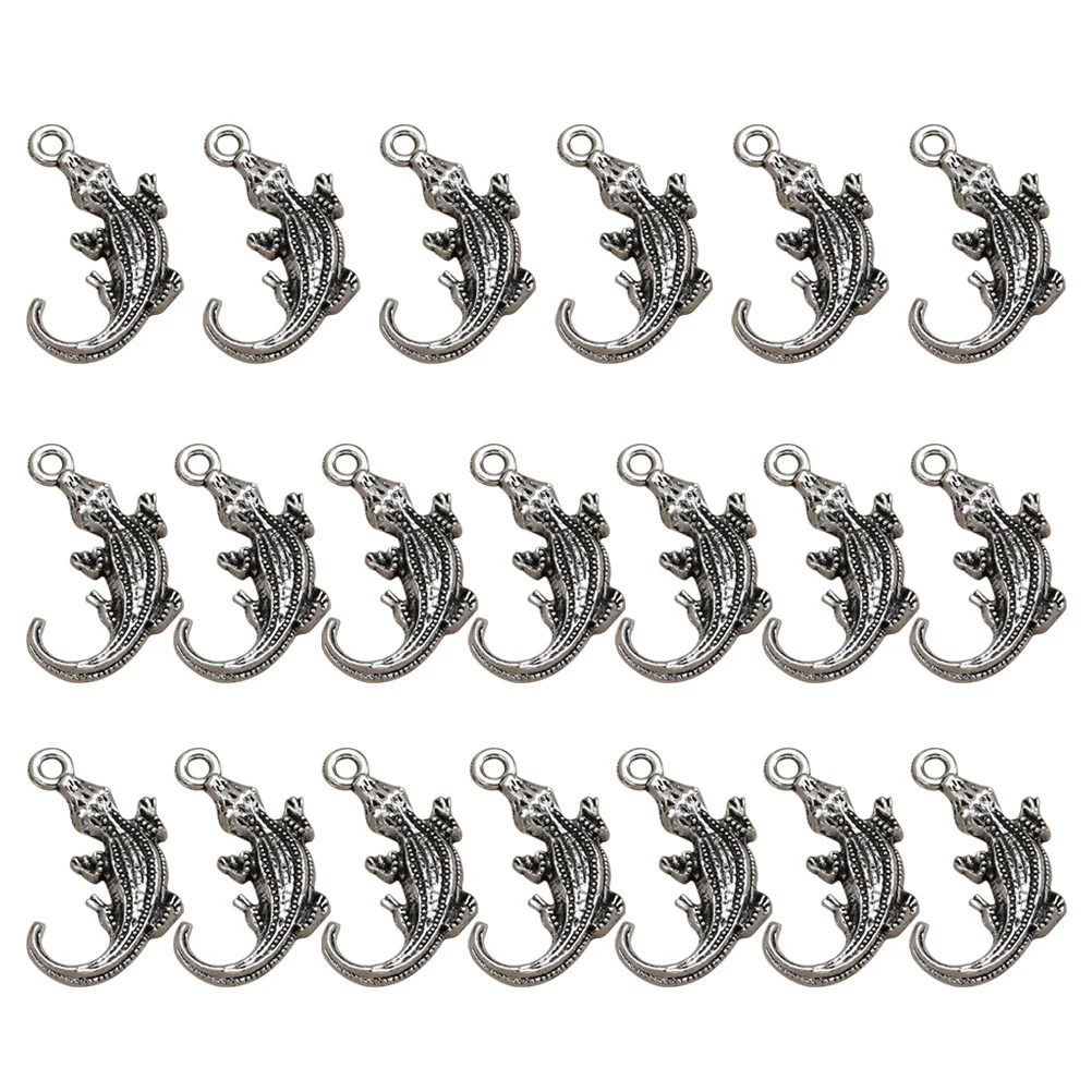 

20pcs Alloy Crocodile Gecko Shape Pendants Charms DIY Jewelry Making Accessory for Necklace Bracelet ( Silver)