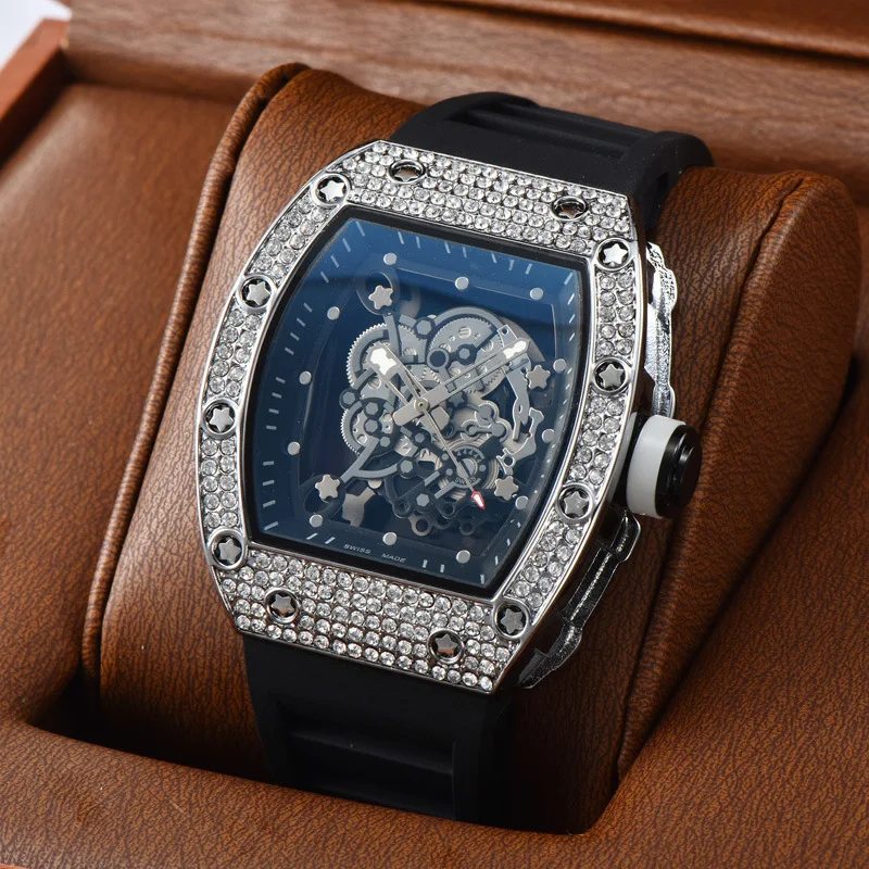 

Top Brand Luxury Diamond Skeleton Men Fake Automatic Mechanical Watch Waterproof Stainless Steel Business AAA Men's Wristwatches