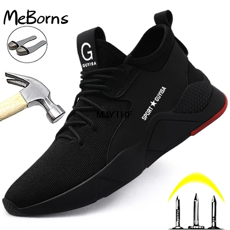 

Indestructible Shoes Steel Toe Safety Shoes Men Work Sneakers Male Anti-smash Anti-puncture Work Boots Men Shoes Plus Size 49 50