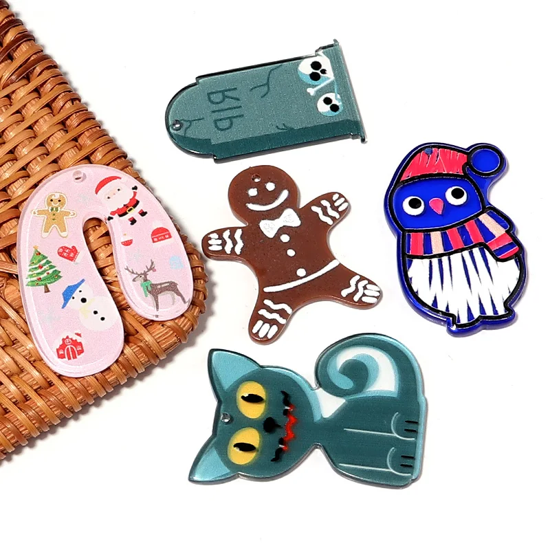 

10pcs/Lot Acrylic Blue Penguin/Cat/Christmas Collection Pendant Making Cute DIY Keychain Earring Accessories