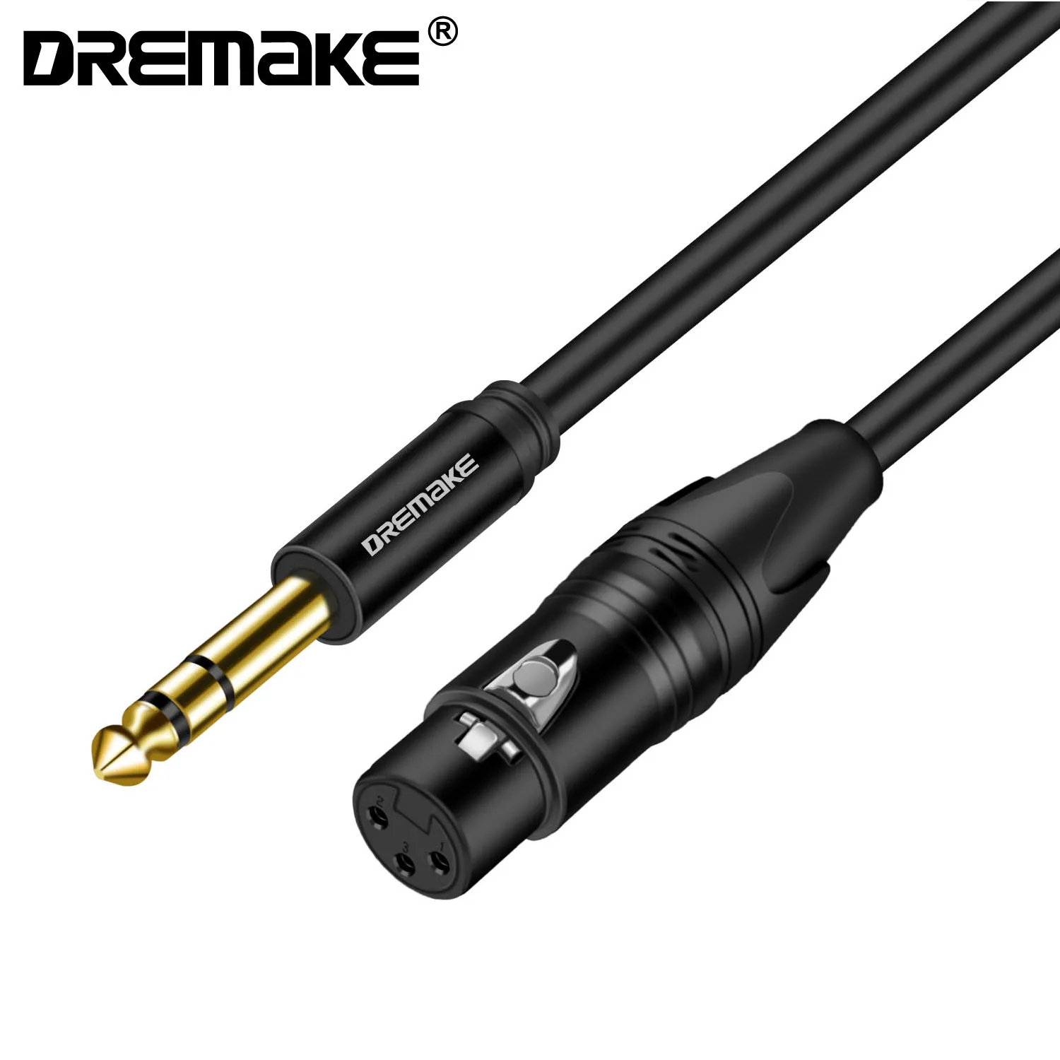 

DREMAKE 3 Pin XLR to Jack 6.5mm Microphone Cable 6.3mm/6.35mm(TRS 1/4'') Male to XLR Female Mic Cord for Guitar Mixer Speaker