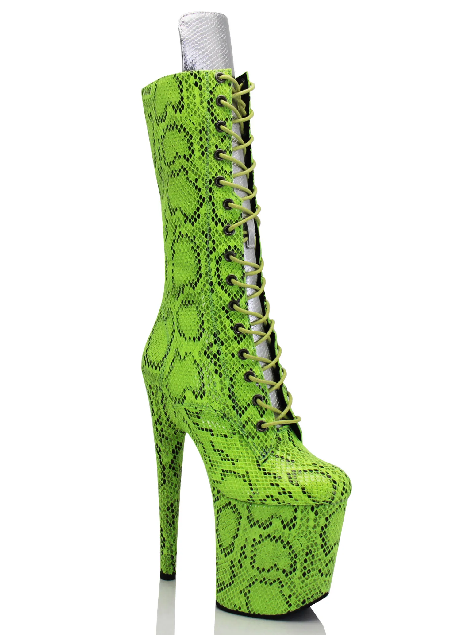 

Ботинки на высоком каблуке 20 см со змеиным узором