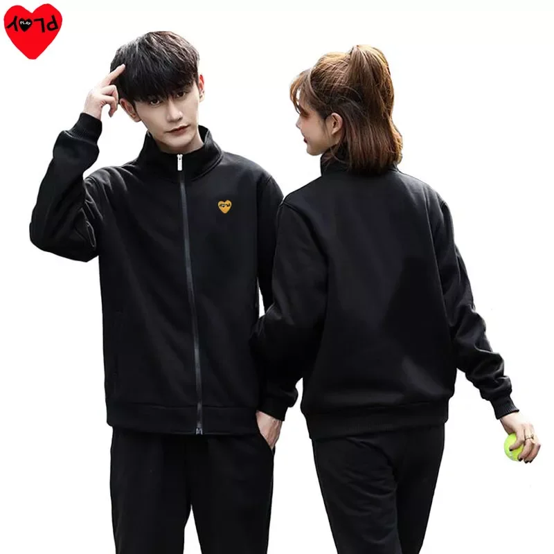 

Мужская/Женская флисовая куртка на молнии с вышивкой сердечками