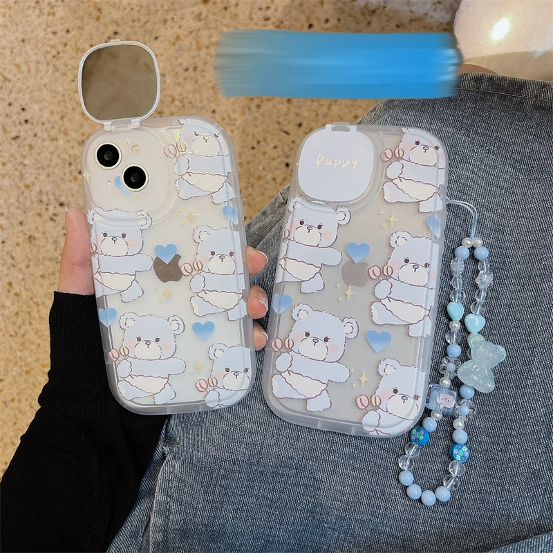 

Diaper Baby Bear Vanity Mirror Bracket Phone Case Cover for IPhone 11 12 13 Pro X XR XS Max Shockproof Case for IPhone 13 Cases