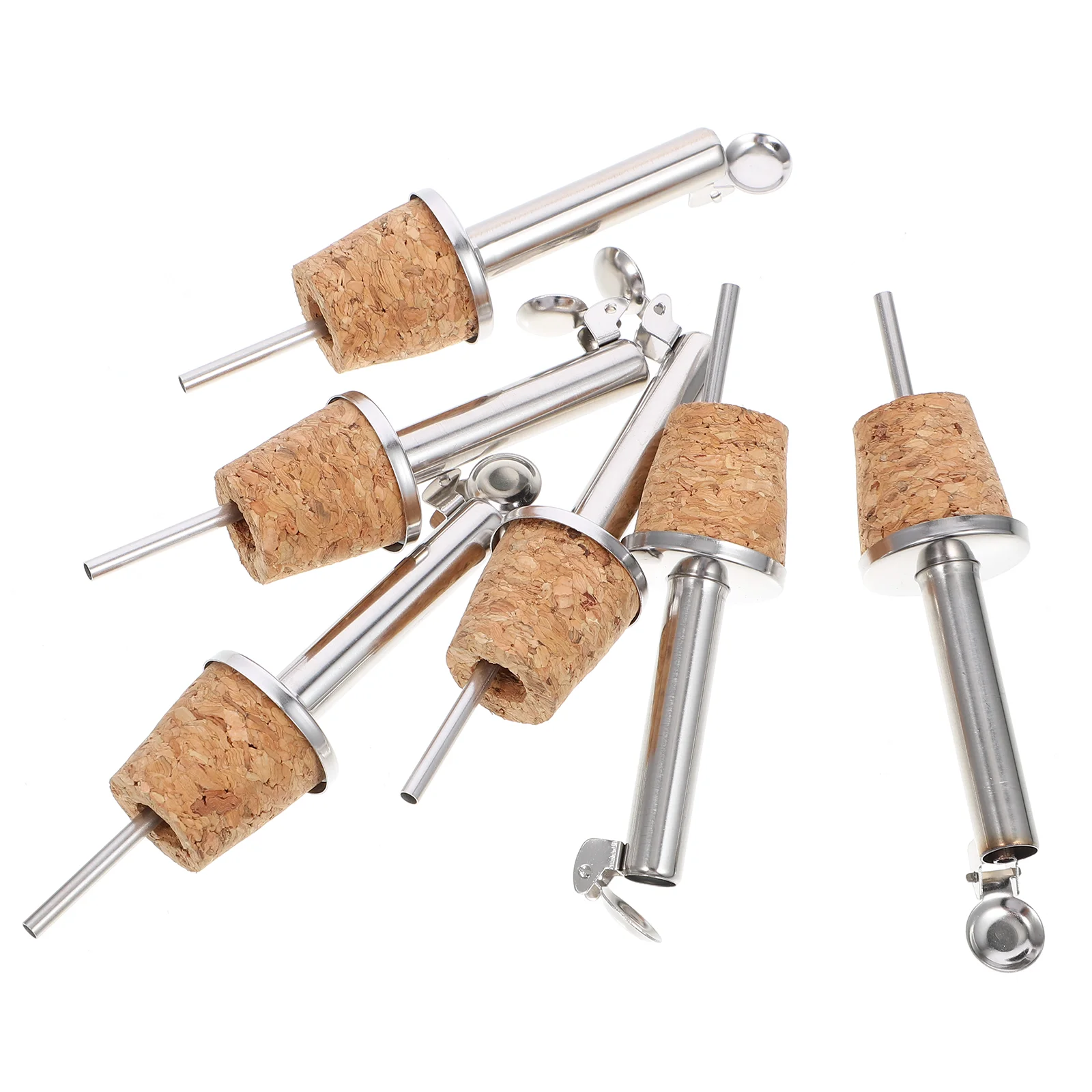 

6 Pcs Bottle Cork Pourers Whiskey Spout Garnish Picks Cocktails Stainless Steel Oiler