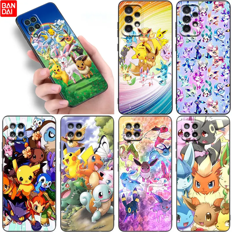 

Anime Cute Pokemon Case For Samsung Galaxy A12 A13 A21S A22 A23 A31 A32 A33 A50 A51 A52 S A53 A70 A71 A72 A73 5G Black Cover