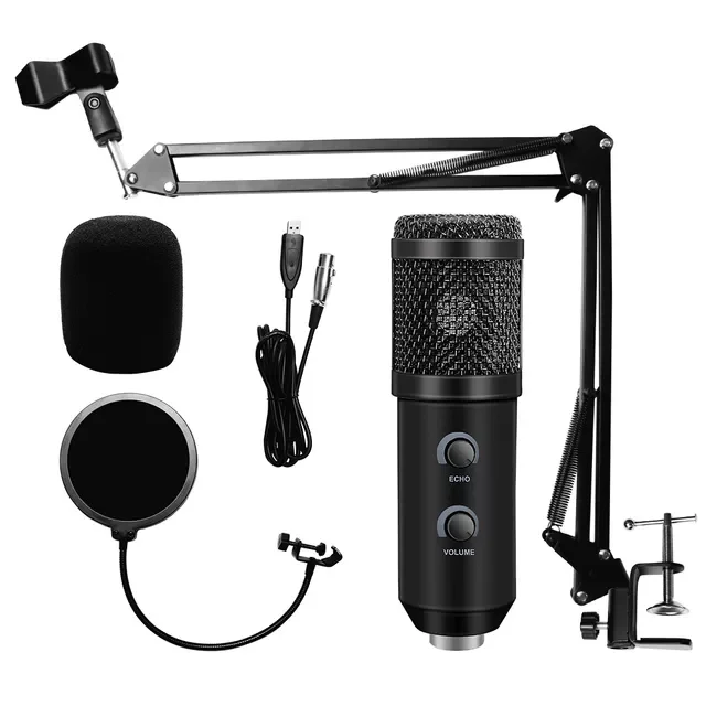 Конденсаторный микрофон BM 800 USB-микрофон для ПК с подставкой и поп-фильтром |