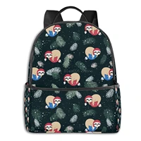 cute sloth sleeping on christmas ball backpack for mens womens school travel shoulder backpack
