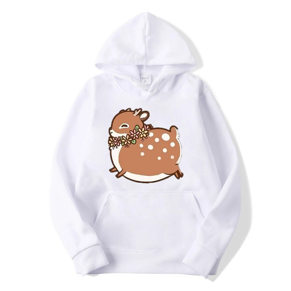 

Women's Hoodies Men's Hoodies Cartoon Printed Deer Pattern Hooded Pullover Pockets Couple's Fall And Winter Hoodie Clothing