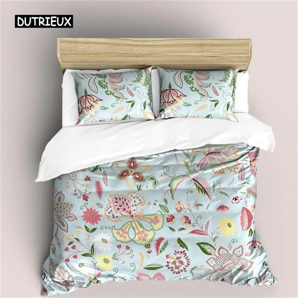 

Little Fresh Duvet Cover Botanical Floral Comforter Cover Garden Flower Bedding Set for Kids Girls Teen Gift Bedroom Decorate