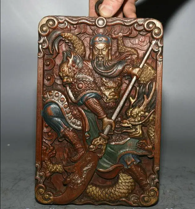8 4 &quotстарое тибетское дерево фэн-шуй Гуань Гонг Yu Dragon General Thangka |