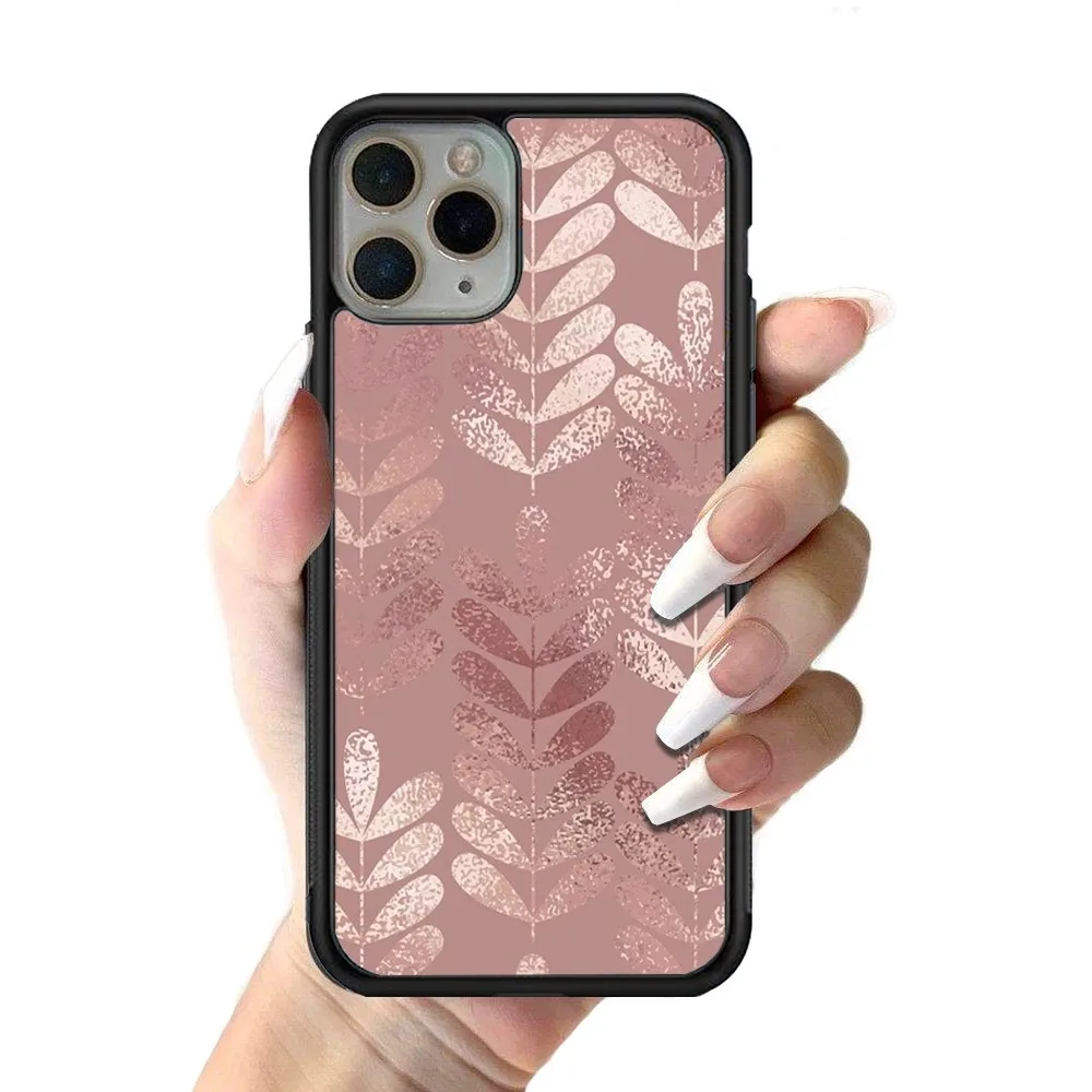Rose Pink Pattern Bling Phone Case Silicone PC+TPU Case For IPhone 14 11 12 13 Pro Max 8 7 6 Plus X XR Hard Fundas
