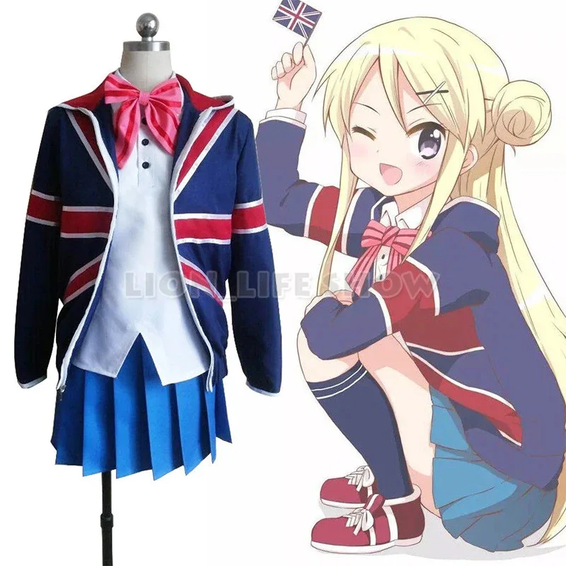 Фото ABC123Kiniro Mosaic Kujou Karen Косплей Костюм Школьная форма Костюм + чулкиx; 3,f'6,h.7;j №2