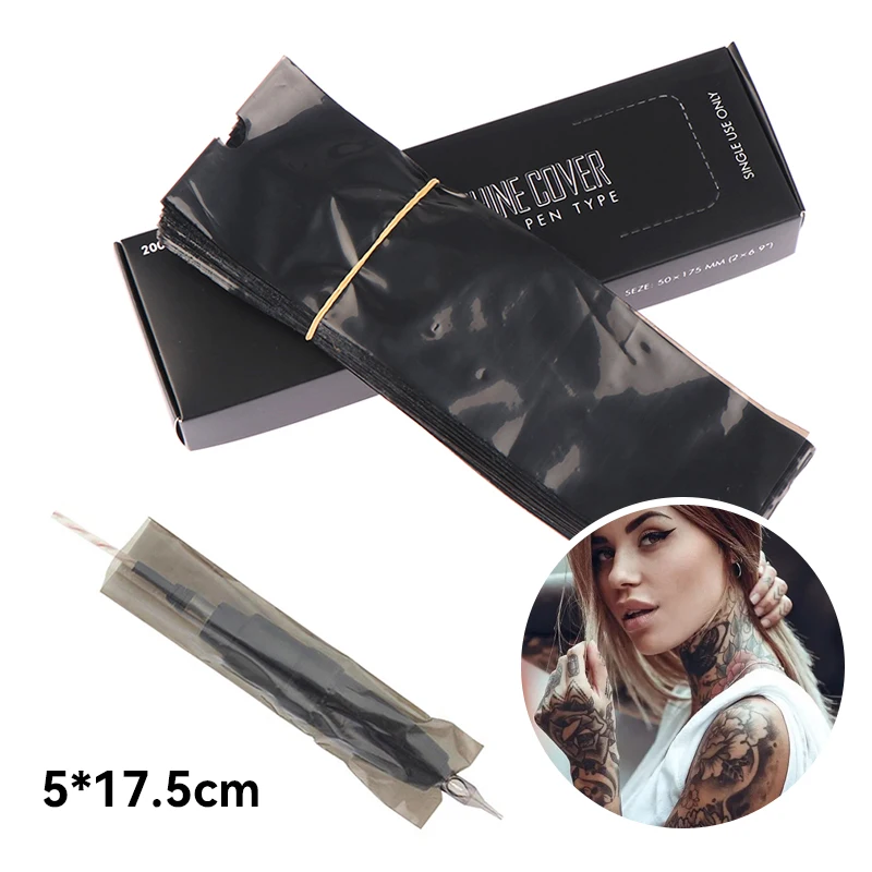 

200PCS Disposable Black Tattoo Clip Cord Sleeves Bags Covers For Tattoo Machine Permanent Makeup Practical And Sanitary To Use