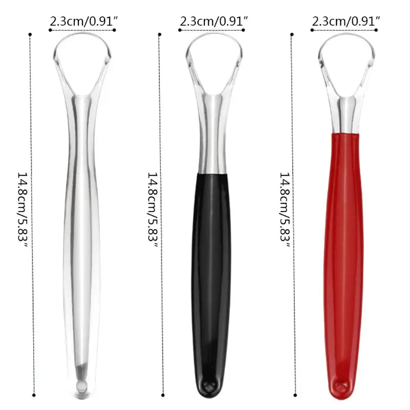 

1p Tongue Scraper Reusable Portable Stainless Steel Oral Tongue Cleaner Brush Fr