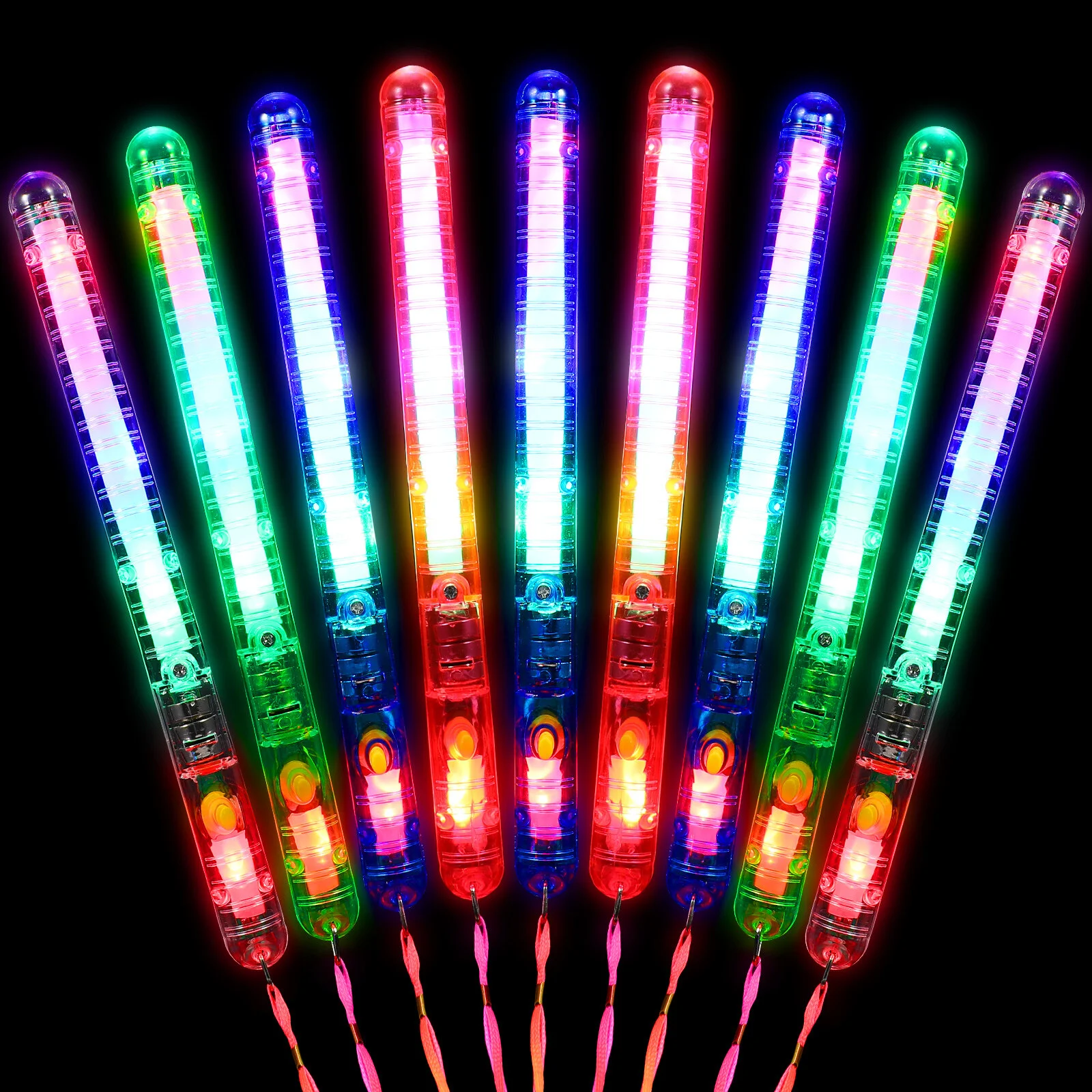 

12 Pcs Glowing Wand Sticks Lanyards LED Light Wedding Parties Weddings Wands Kids Rods Toy Colorful