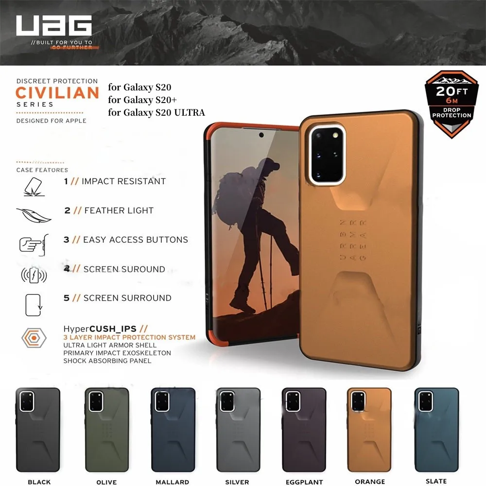 

Original UAG Urban Armor Gear Civilian Spec Case - Rugged Phone Cover For Samsung Galaxy S20 S20 Plus s20+ For Galaxy S20 Ultra