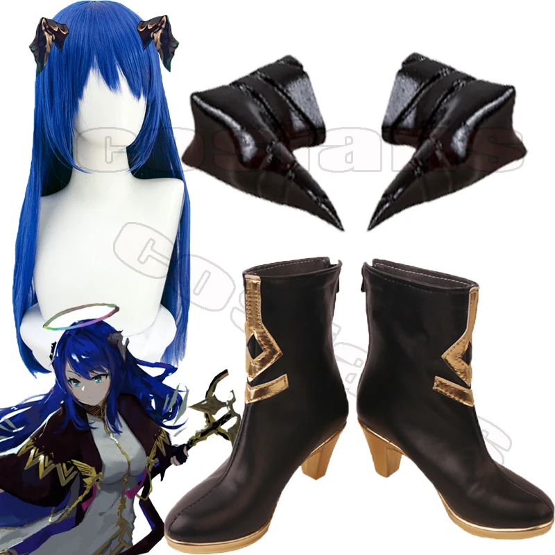S Cosplay Shoes Boots Anime Chumei Luxury Blue Wigs Halloween Arknights Mostima Clothes Dress Gifts