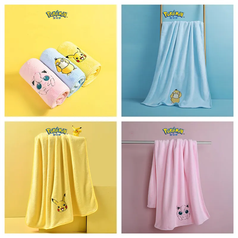 

140x70cm Pokemon Pikachu Bath Towel Wash Face Bath Towel Cotton Cartoon Anime Boys Girls Towel Cute Wipe Sweat Towel Absorbent