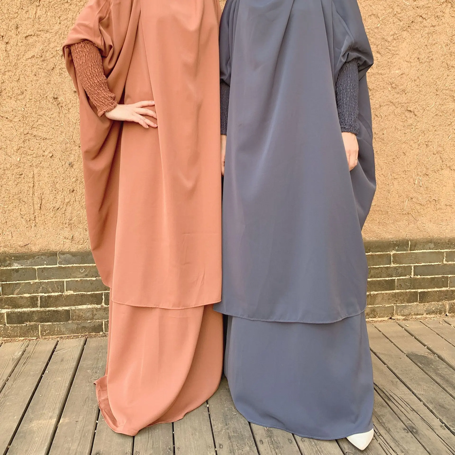 Muslim Abaya Swing Solid Color Muslim Dress Women Robe Set Abayas for Women Muslim Sets Abaya Dress African Dresses for Women