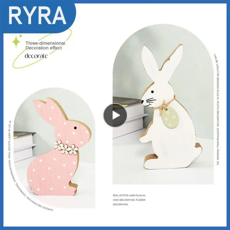 

Easter Electrostatic Sticker Watercolor Rabbit Cute Flowers And Straw Rabbit Household Decoration Lovely Mini Resin Rabbit