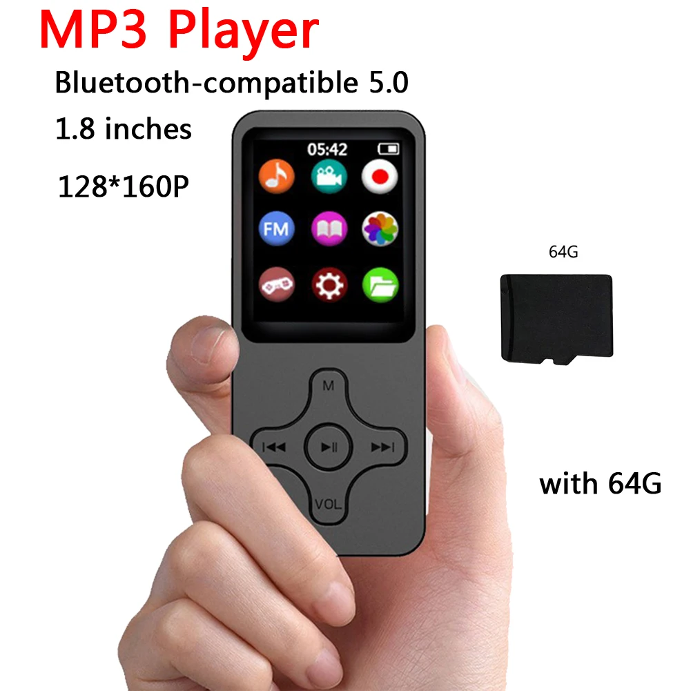 

Mp3-плеер Hi-Fi Walkman с электронной книгой/рекордером, Bluetooth-совместимый MP3-плеер 5,0, многофункциональный видеоплеер для студентов