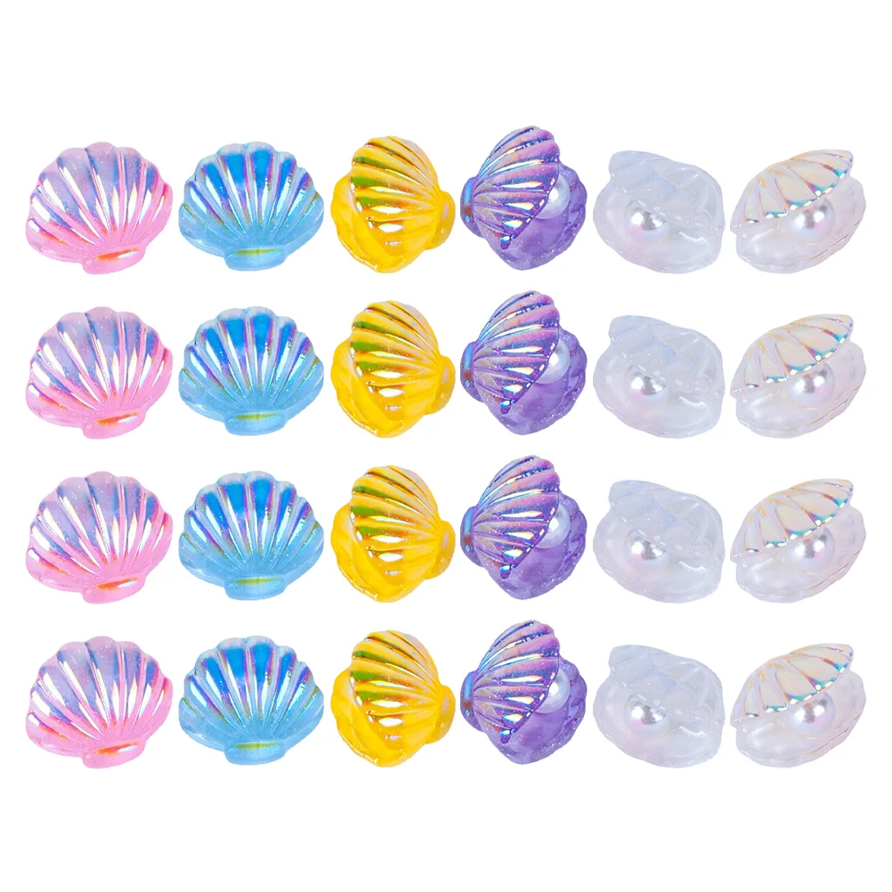 

24Pcs Simulated DIY Pearl Shell Electroplate Open Pearl Shell Creative Accessory