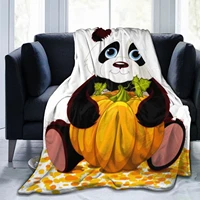 childrens flannel fleece fleece blanket soft warm sofa cover cartoon panda pumpkin festival halloween 80x60 inch pastoral style
