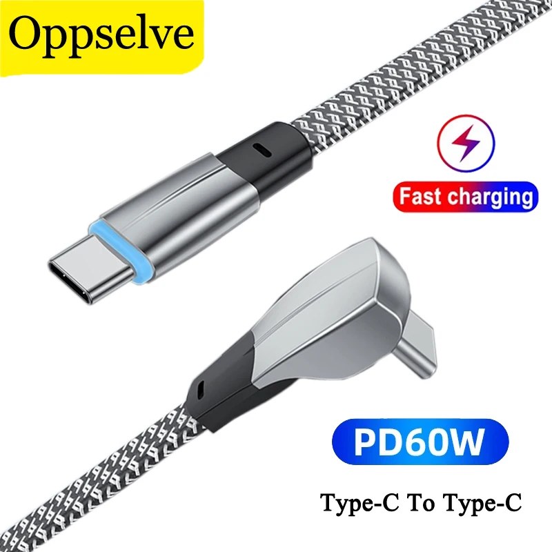 

New Type-C To Type-C Data Transfer Charge Cable For Huawei Mate 50 Samsung Xiaomi Macbook Pro POCO 60W Elbow Quick Charging Cord