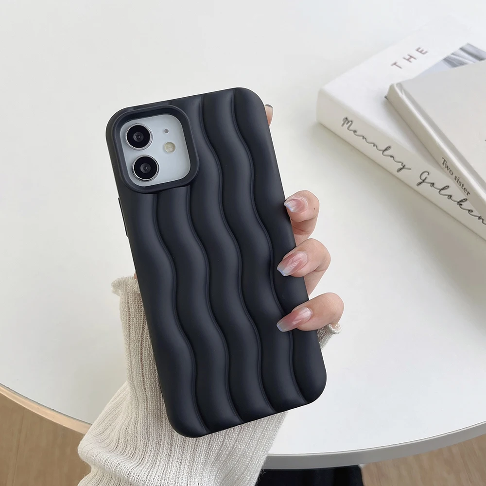 

Qianliyao 3D white water ripple pattern Phone Case For iPhone 14 13 12 11 Pro Max Matte Solid Color Soft Shockproof Back Cover