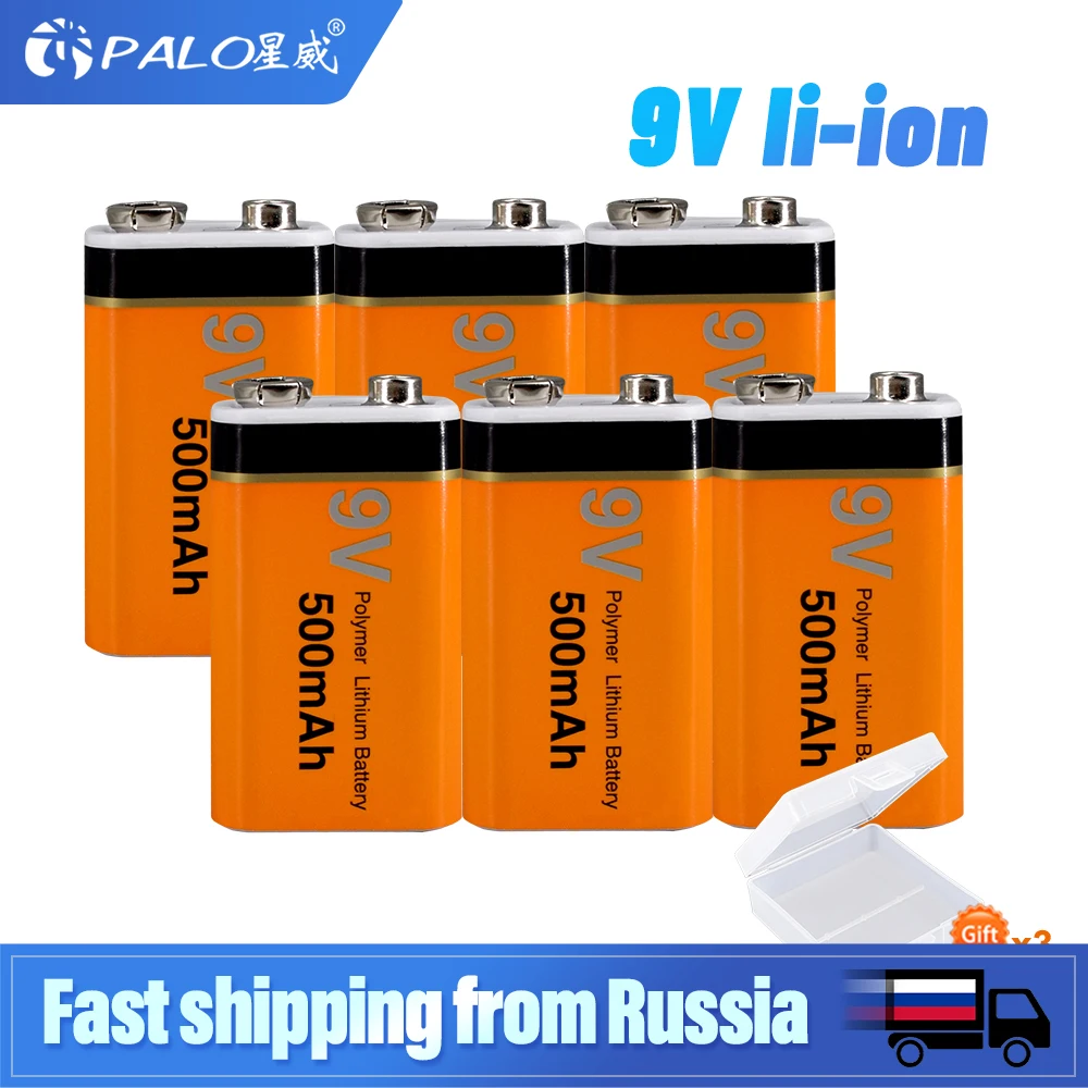 

PALO 500mAh 9 Volt li-ion Rechargeable Battery 6F22 9V Li ion Lithium Battery for RC Helicopter Model Microphone Toy