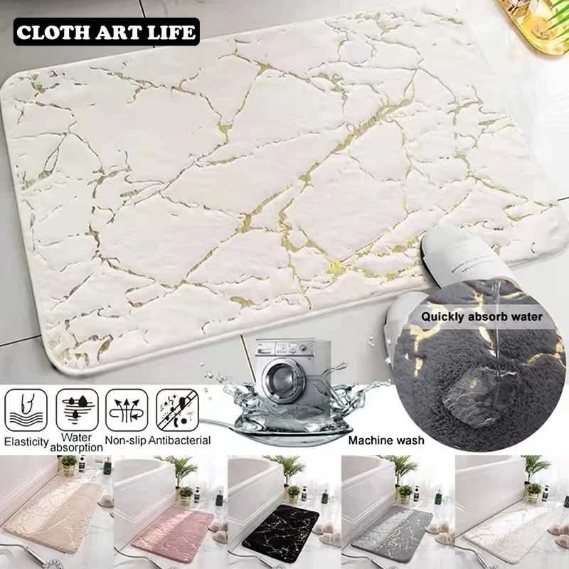 Non-Slip Mat in The Bathroom Faux Fur Rabbit Bath Absorbent Shower Machine Washable Carpet Soft Toilet Floor Rug Home Decor |