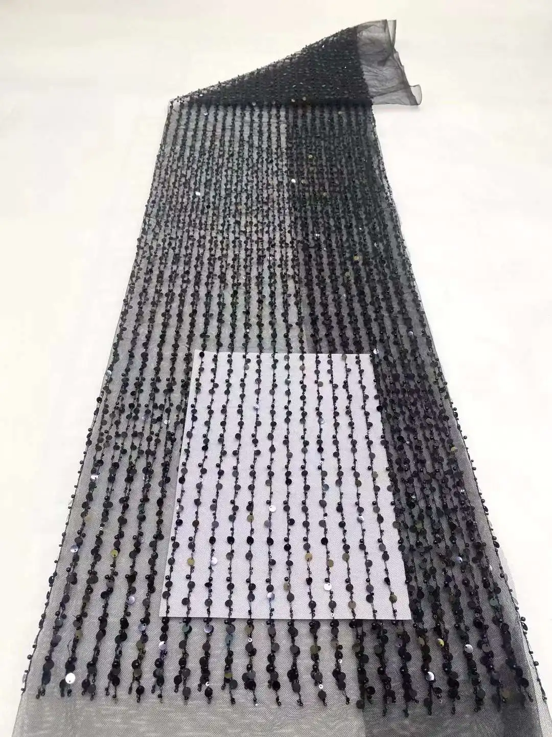 

Черный цвет, Новое поступление, Высококачественная аппликация с блестками и жемчугом, французская сетка, Африканское платье, 5 ярдов