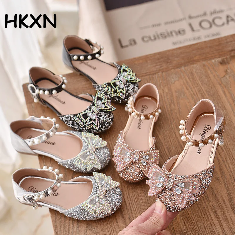 

2022 весенне-осенняя Повседневная танцевальная обувь для девочек, туфли для принцесс, туфли для маленьких, средних и больших детей, туфли с но...