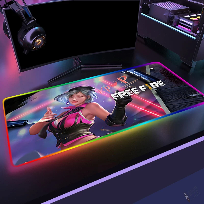 

Игровая клавиатура Free Fire для компаса, RGB коврик для мыши, большой коврик с подсветкой Varmilo, коврик для ПК, игровой Настольный коврик для шкафа,...