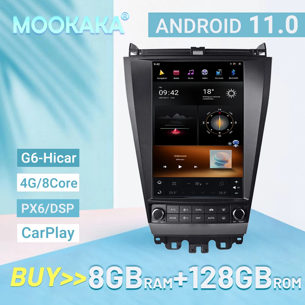 Android 11 For Honda Accord 7 2003-2007 HI-car Car radio Player GPS Navigation Voice control PX6/G6 128GB 4GLET 8core