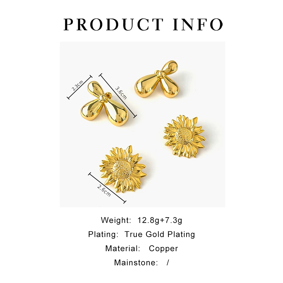 Винтажные Женские Серьги-гвоздики Ghidbk Гладкий Нерегулярный Цветочный Дизайн