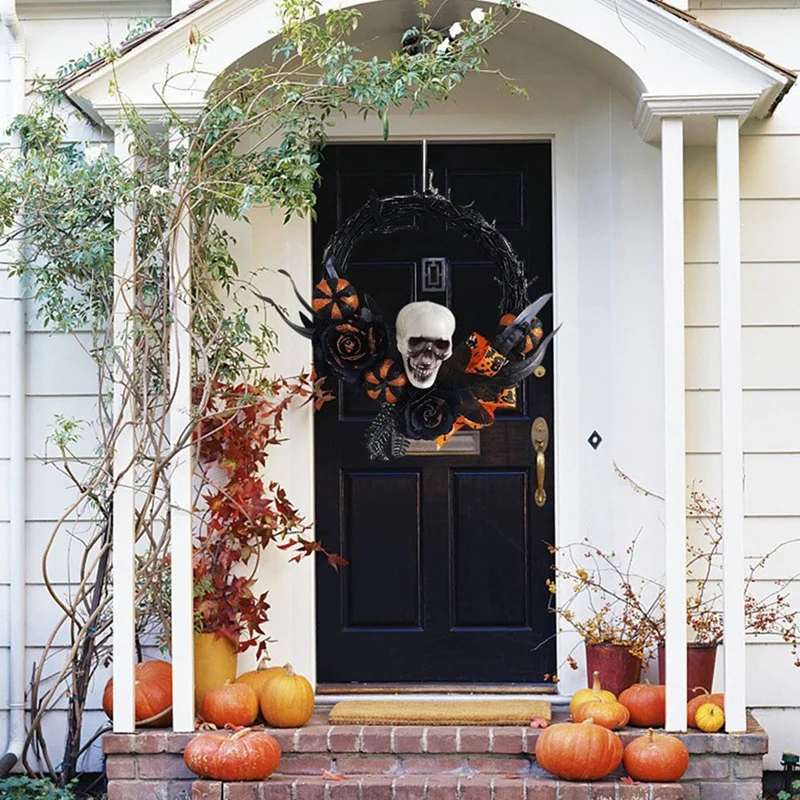 

Halloween Skull Wreath Halloween Front Door Decorations Halloween Decorations For Door, Wall, Window, Garden