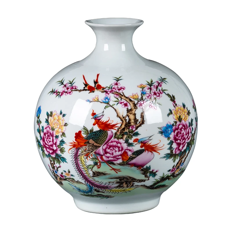 

Новая китайская фарфоровая ваза с гранатом, ваза Цзиндэчжэнь с цветочным и птичьим узором, украшение для вина