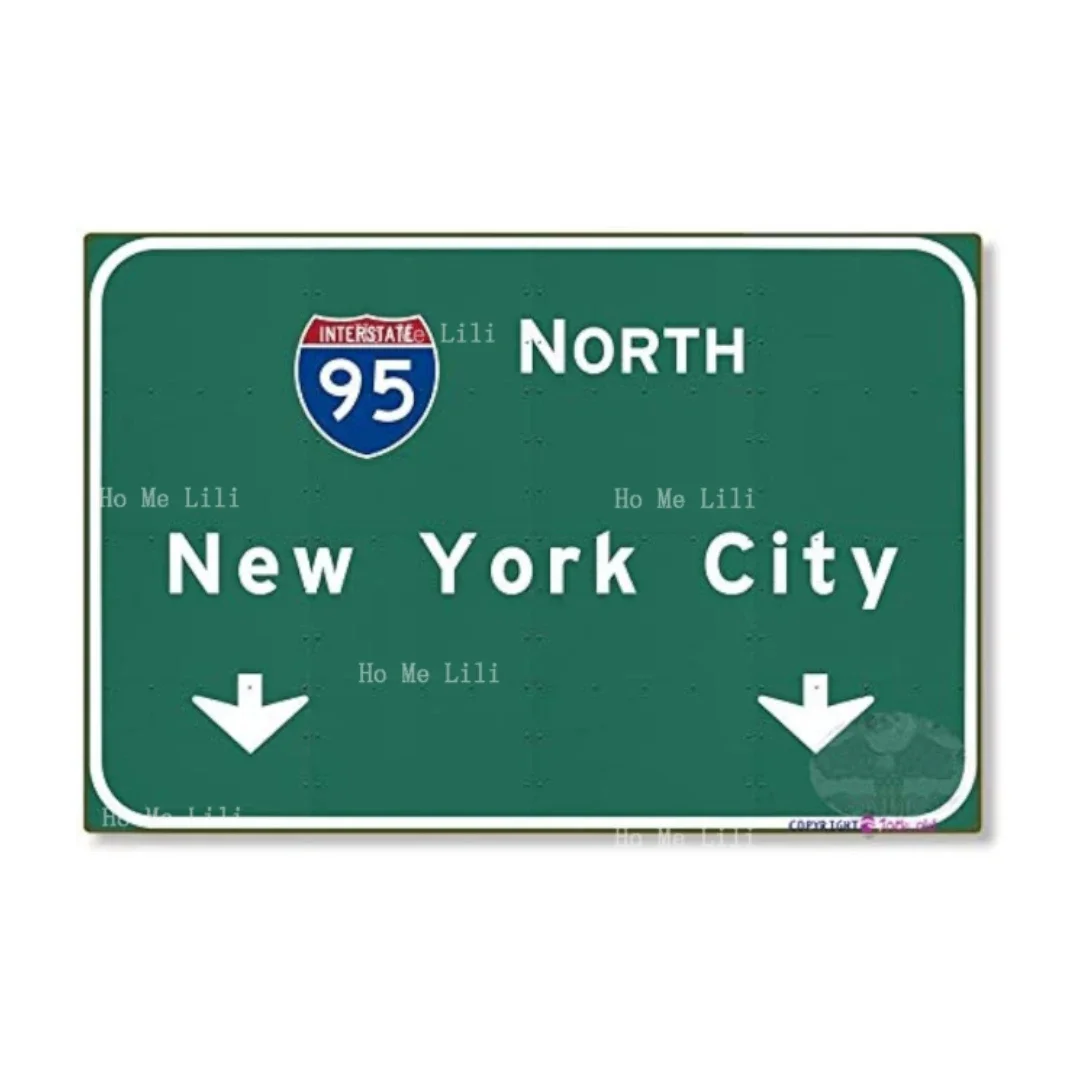 Американский Yesteryear I-95 Interstate Nyc Нью-Йорк Сити Металлическая вывеска произвольной