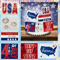 4th of july usa independence day tiered tray ornaments pvc plaque sign bundle national day flat style layered tray ornaments set