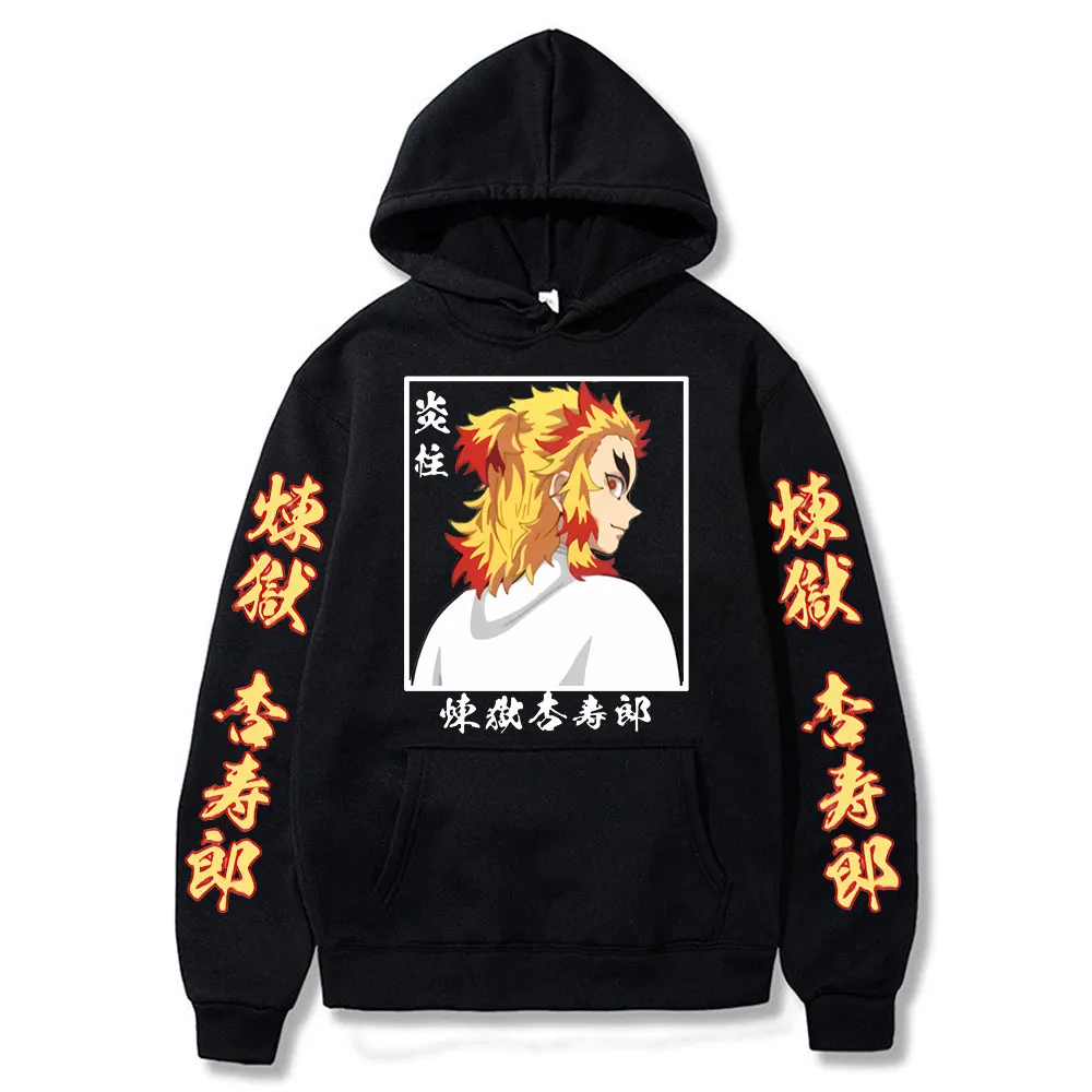

2022 Anime Hoodie Demon Slayer Rengoku Kyojuro The Flame Hashira Printing Sweathirt Pullover Harajuku Oversized Tracksuit Unisex