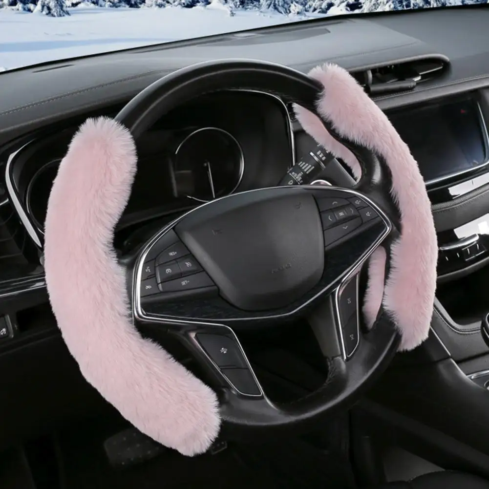 

1 Pair Car Steering Wheel Cover Unique Universal Plush Steering Wheel Cushion Wear-resistant Anti-static Steering Wheel Cover