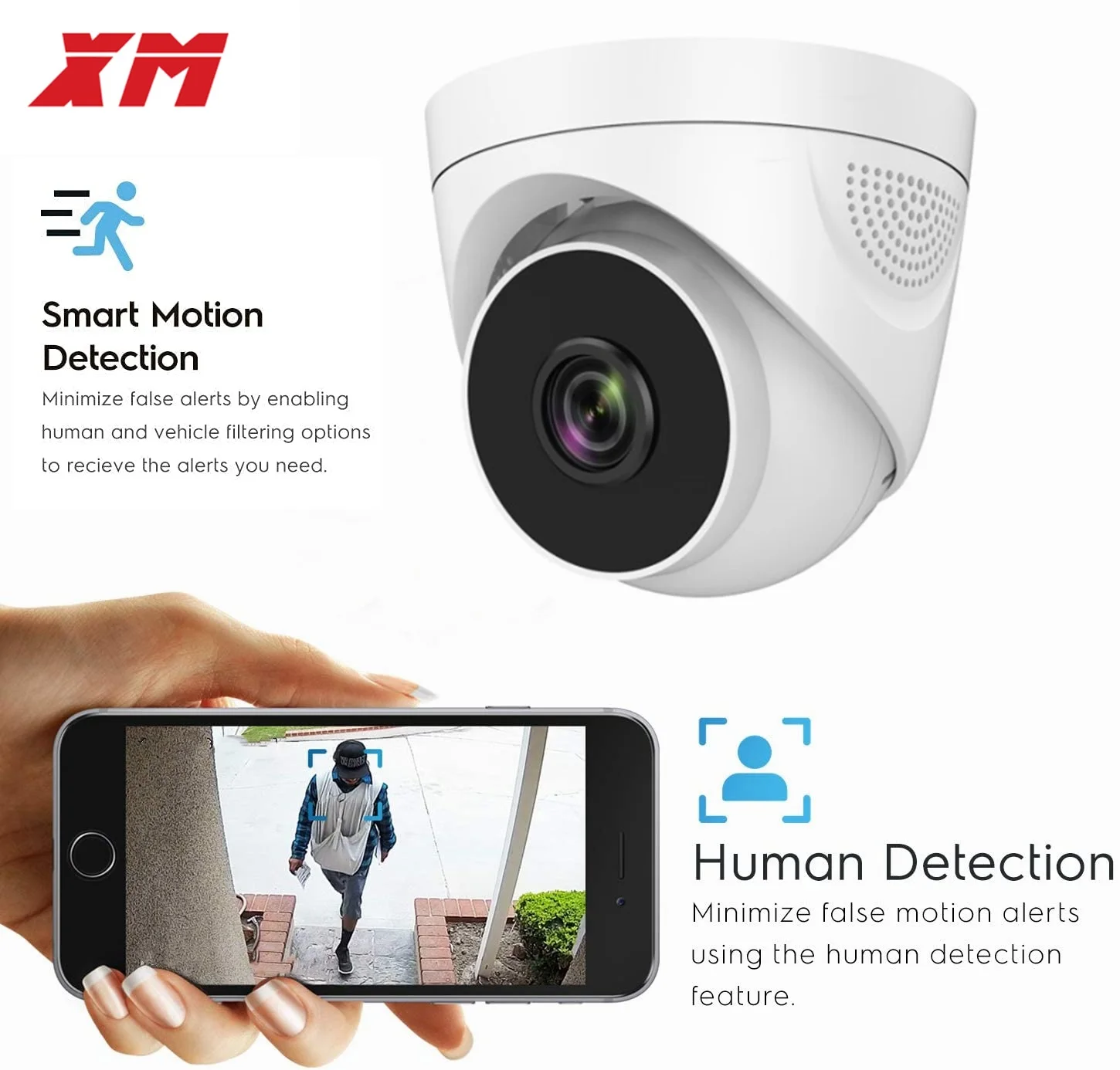 IP-камера XM H.265 3 Мп 2K стандартная купольная камера безопасности двусторонняя