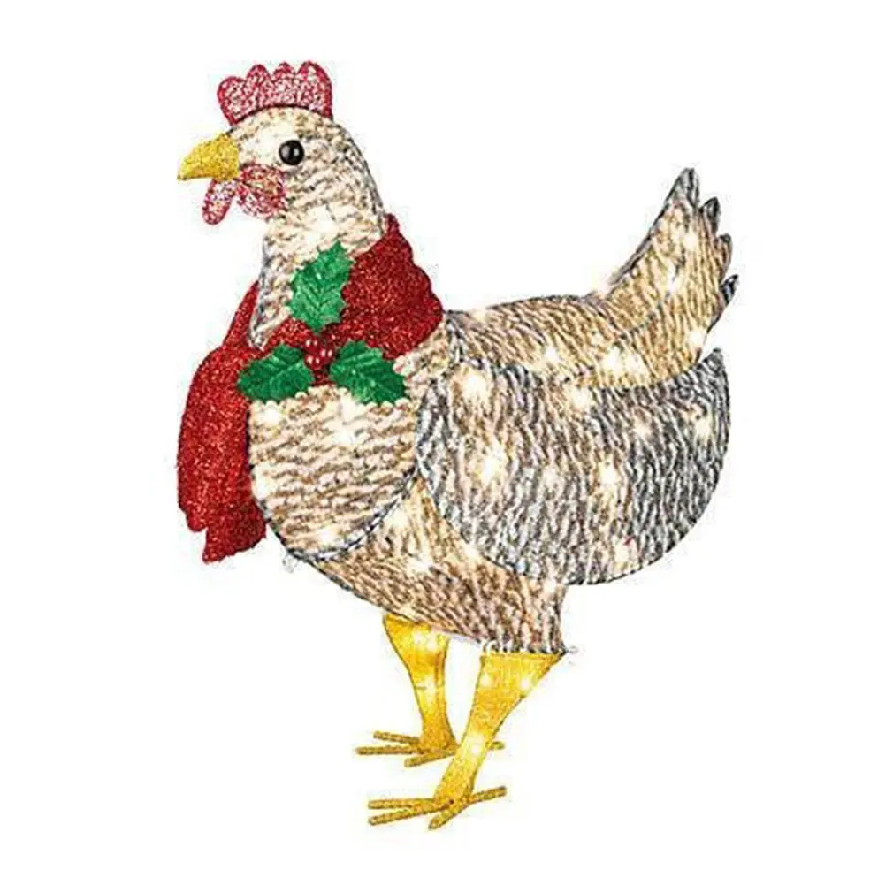 

Christmas Light-up Chicken Ornaments Garden Decoration Ground Plug Lamp Decorative Stakes Decor For Yard Decor Gift Manor Lawn