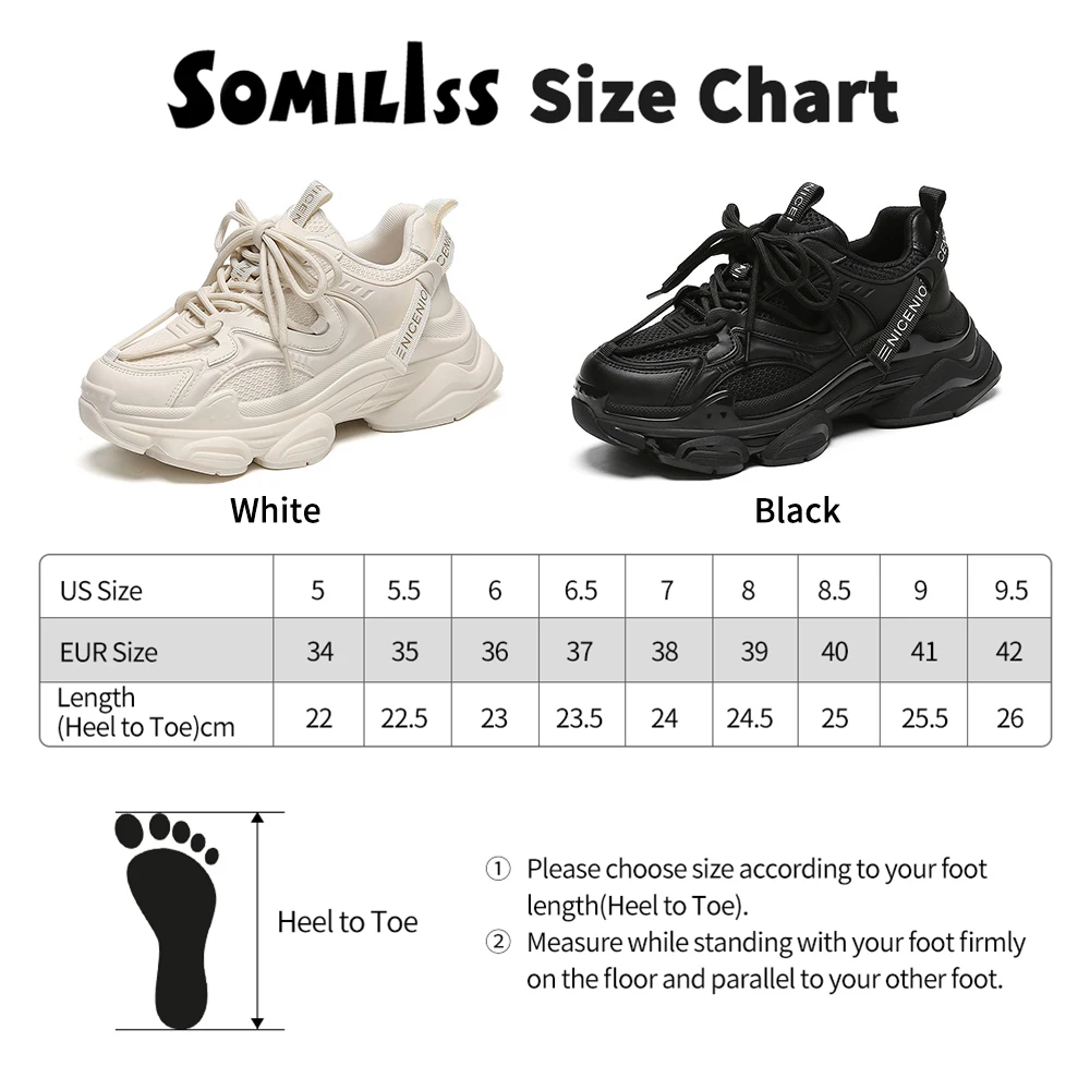 SOMILISS Women Chunky Platform Sneakers Genuine Leather Mesh Patchwork Lace Up Comfortable Ladies Fashion Casual Running Shoes