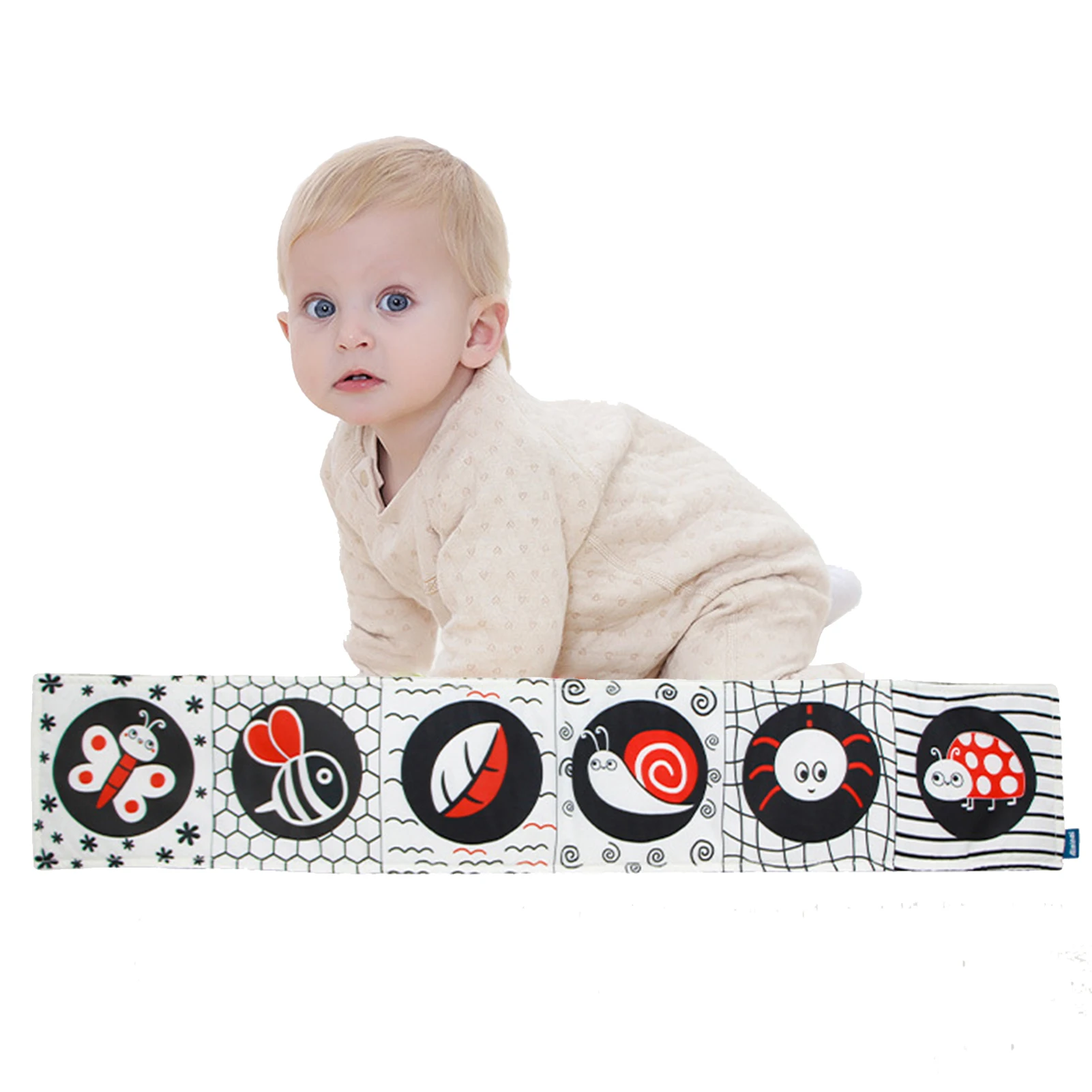 

Книжка для младенцев с высокой контрастностью, черно-белые мягкие книжки для младенцев, книжка из мягкой ткани для младенцев, книжки для ощу...