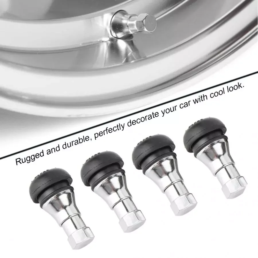 

4Pcs Aluminum Alloy Rubber Tubless Wheel Tire Tyre Valve Stem Cap Kit