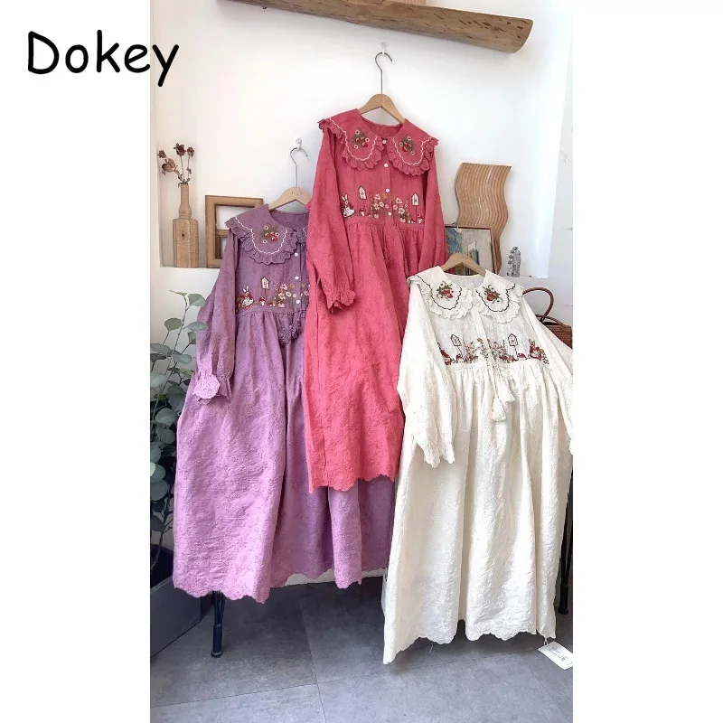 Женское винтажное платье миди из хлопка и льна