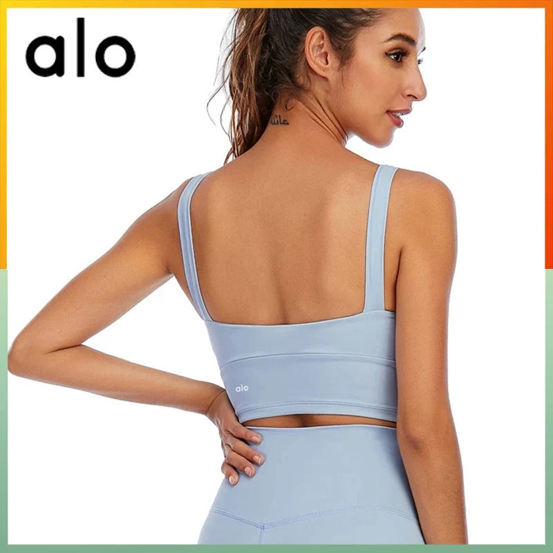 

Летняя новинка, женский спортивный бюстгальтер Alo Yoga, тренировочный топ для фитнеса, трёхцветное сексуальное противоударное нижнее белье